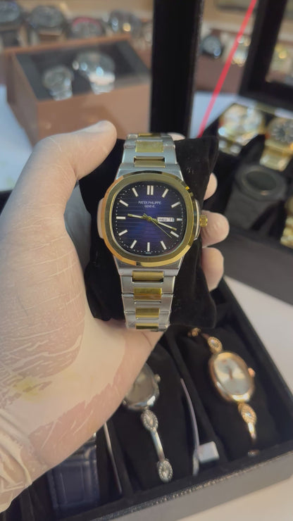 Patek philippe silver & Golden watch with blue dial